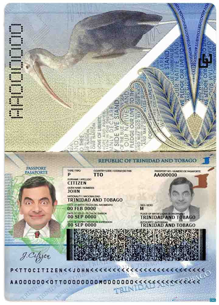 Download Trinidad and Tobago passport Photoshop template